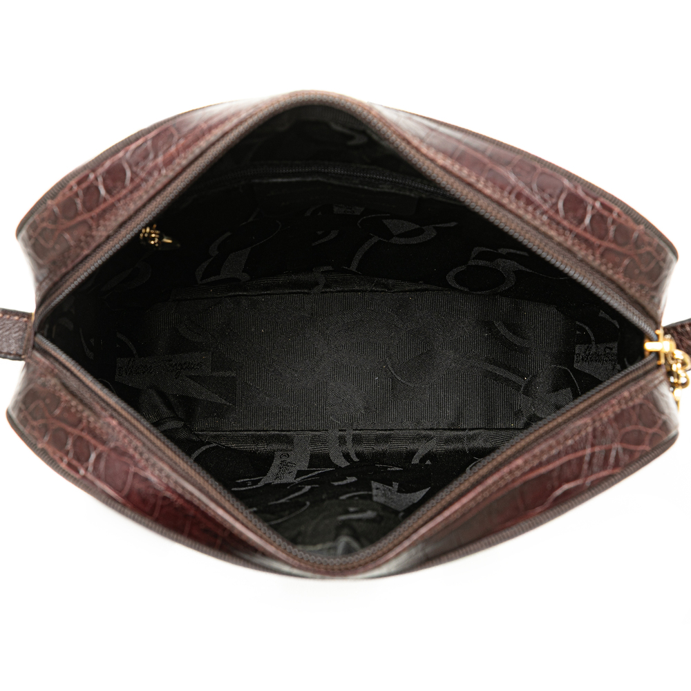 Pre-Loved Ferragamo Croc Embossed Calfskin Vara Crossbody - Picture 4 of 10